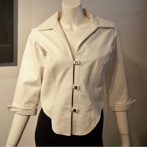 vintage 80's virani white leather shirt-jkt